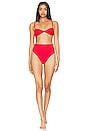 view 4 of 4 Ribbed High Leg Bikini Bottom in Red Shift