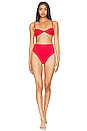 view 4 of 4 Monica Ribbed Bikini Top in Red Shift
