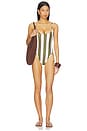 view 1 of 3 PIPPING THIDU ワンピース in Olive Stripes