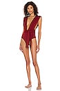 view 1 of 4 Crepe V One Piece in Burgundy