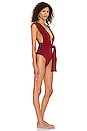 view 2 of 4 Crepe V One Piece in Burgundy