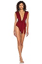view 4 of 4 Crepe V One Piece in Burgundy