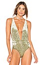 view 2 of 5 Comin' in Hot Velvet Bodysuit in Sage My Name