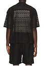 view 2 of 5 Pointelle Crochet Camp Collar Shirt in Black
