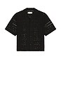 view 4 of 5 Pointelle Crochet Camp Collar Shirt in Black