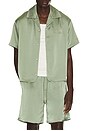 view 1 of 5 Satin Chest Logo Camp Collar Shirt in Sage