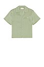 view 4 of 5 Satin Chest Logo Camp Collar Shirt in Sage