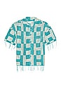 view 1 of 3 A-spring Unisex Crochet Button Down Shirt in Teal