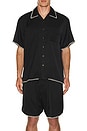 view 4 of 4 Blanket Stitch Woven Shirt in Black