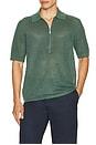 view 3 of 4 Short Sleeve Zip Polo in Blue Green