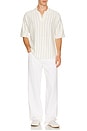 view 3 of 4 Short Sleeve Stripe Polo. in White & Grey Stripe