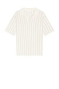 view 4 of 4 Short Sleeve Stripe Polo. in White & Grey Stripe