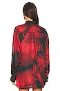view 3 of 5 Smoke Print Silk Shirt in Black & Red