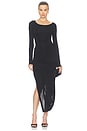 view 1 of 3 Drape Long Sleeve Dress in Black