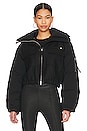 view 2 of 8 Hybrid Bomber Puffer Jacket in Black