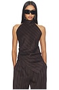 view 1 of 5 TOP FULAR HALTER SCARF TOP in Brown Multi