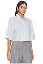 view 2 of 5 Crop Trench Shirt in Light Blue Multi