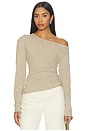 view 1 of 4 Draped Asym Top in Oatmeal Melange
