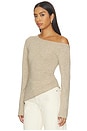 view 2 of 4 Draped Asym Top in Oatmeal Melange