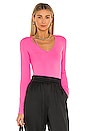 view 1 of 5 Slash V Neck Top in Disco Pink