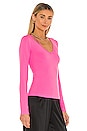 view 2 of 5 Slash V Neck Top in Disco Pink