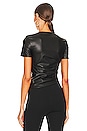 view 3 of 4 Faux Leather Twist Short Sleeve Top in Black