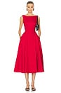 view 1 of 3 Stretch Cotton Sateen Midi Dress in Red