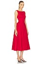 view 2 of 3 Stretch Cotton Sateen Midi Dress in Red