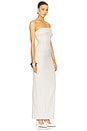 view 2 of 4 Pinstripe Long Strapless Dress in Ivory & Brown Stripe