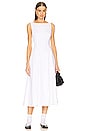 view 1 of 4 Stretch Cotton Sateen Midi Dress in White