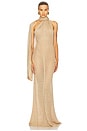 view 2 of 7 Robbyn Wrap Gown in Tan