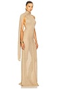 view 3 of 7 Robbyn Wrap Gown in Tan