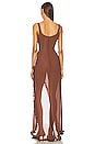 view 3 of 3 SHEER RUFFLED ドレス in Chocolate Brown