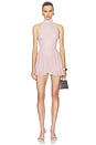 view 1 of 4 The Gemma Romper in Printed Silk Chiffon in Pink & Grey Dot