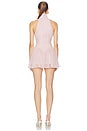 view 3 of 4 The Gemma Romper in Printed Silk Chiffon in Pink & Grey Dot