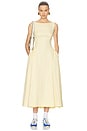 view 1 of 4 VESTIDO STRETCH COTTON SATEEN MIDI DRESS in Lemontini