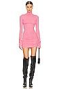 view 1 of 3 Jersey Long Sleeve Turtleneck Mini Dress in Very Pink