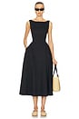 view 1 of 4 Stretch Cotton Sateen Midi Dress in Black