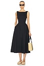 view 4 of 4 Stretch Cotton Sateen Midi Dress in Black