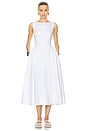 view 1 of 3 Stretch Cotton Sateen Midi Dress in White