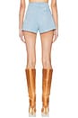 view 5 of 7 The Suede Micro Shorts in Faded Denim