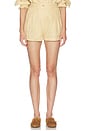 view 2 of 7 Washed Linen Pleated Short in Basket Beige