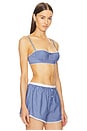 view 2 of 5 Pinstripe Poplin Bra in Blue Pinstripe