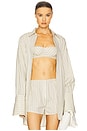 view 1 of 5 Pinstripe Poplin Bra in Cream & Black Stripe