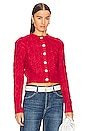 view 1 of 4 Lamis Cropped Cable Cardigan in Red