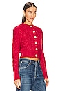 view 2 of 4 Lamis Cropped Cable Cardigan in Red