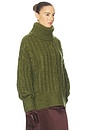 view 2 of 5 Claudiya Cable Turtleneck in Forest Green
