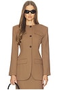 view 1 of 4 Wool Blend Suiting Jacket With Bows in Toffee & Black