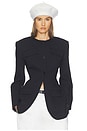view 1 of 4 Wool Blend Suiting Jacket With Bows in Black & Ivory