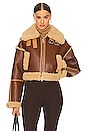 view 1 of 5 Cropped Faux Shearling Jacket in Coffee Brown